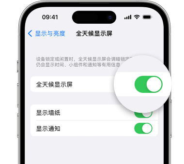 鸡西苹果15预约维修分享iPhone15如何设置全天候显示屏幕可见 